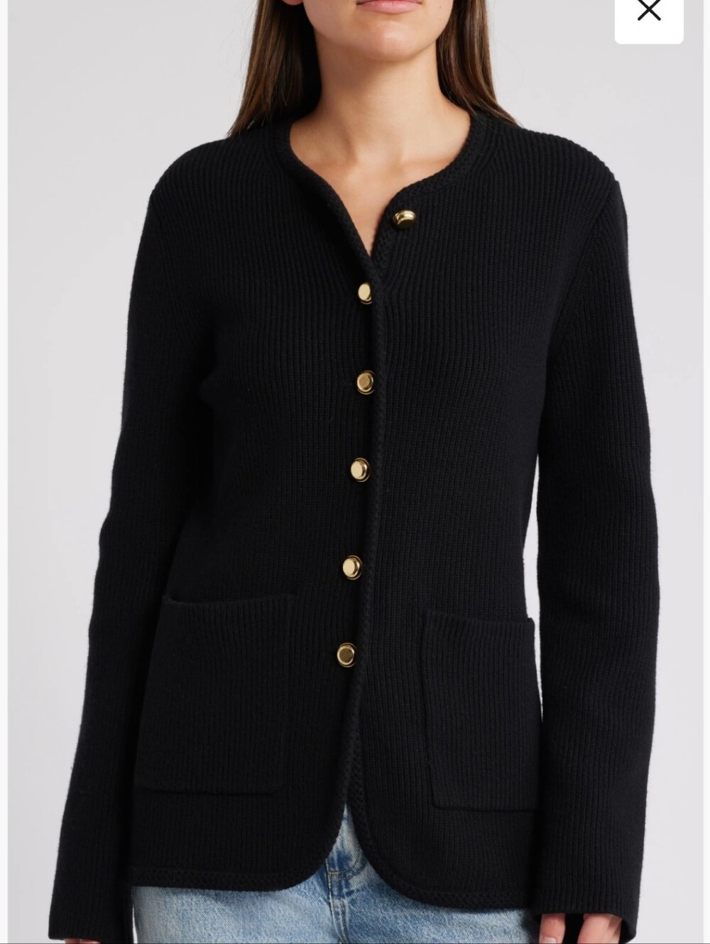 RAG&BONE NANCY WOOL CARDIGAN IN BLACK /SZ:LARGE